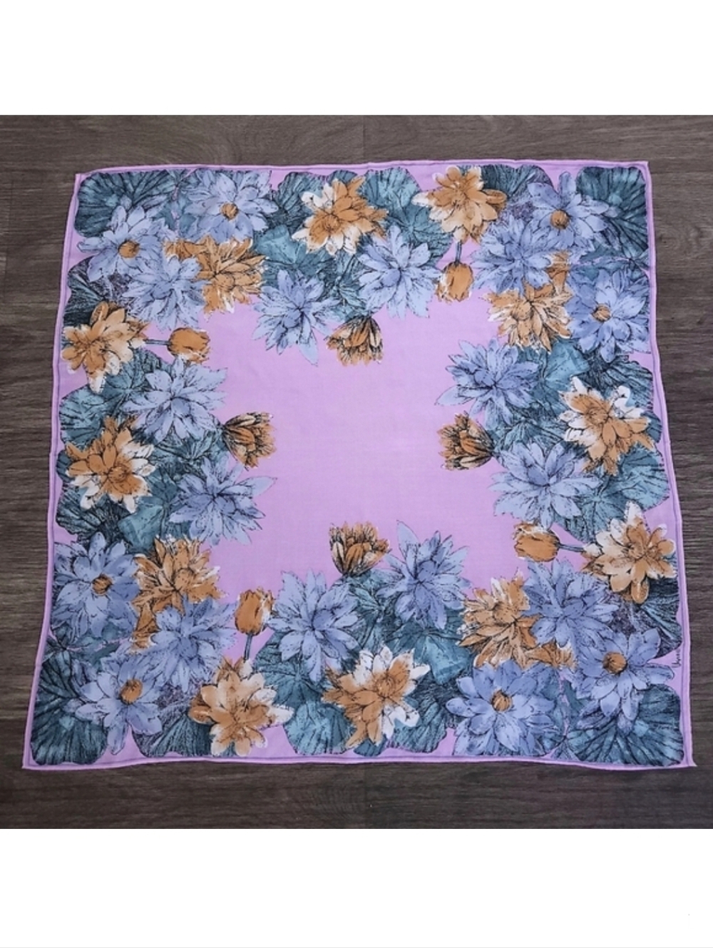 Vintage Vera Neumann Silk Scarf Floral Pattern Square Scarf 29" x 29"